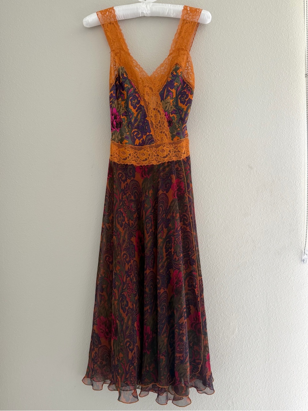 Vintage 90s Victoria’s Secret Gold Label Sheer Chiffon Paisley Floral Maxi slip - Picture 2 of 10